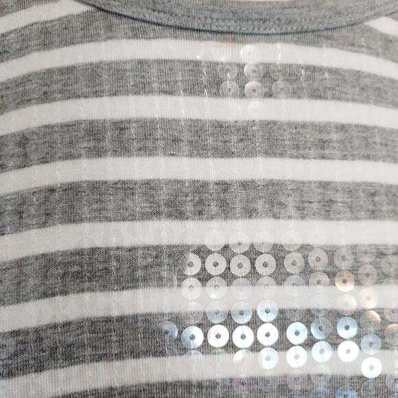 Michael Kors Gray & White Striped Blouse w/Sequins - Picture 8 of 12